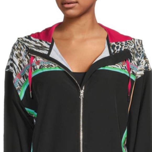 JOHNNY WAS Black Bee Active Full-Zip Hoodie windbreaker Jacket size Large - Picture 4 of 8